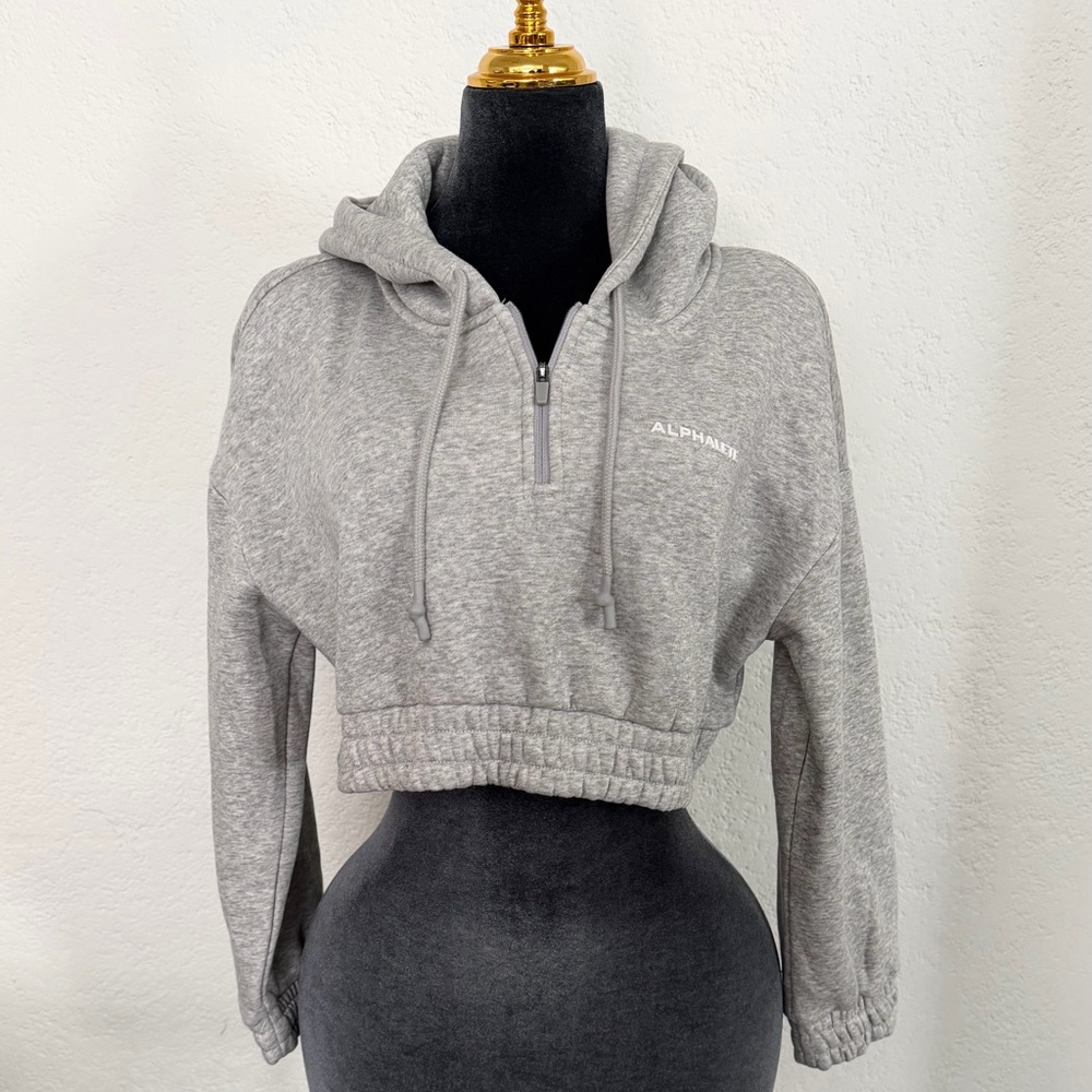 Alphalete grey cropped half zip